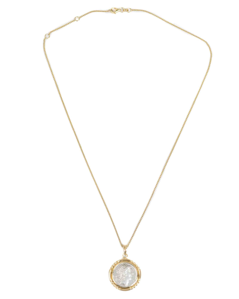 14k Gold Genuine Ancient Roman Coin Necklace (Sol; 42 B.C.)