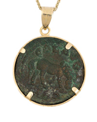 14k Gold Genuine Ancient Roman Coin Necklace (Tyche; 253-268 A.D.)
