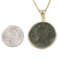 14k Gold Genuine Ancient Roman Coin Necklace (Tyche; 253-268 A.D.)