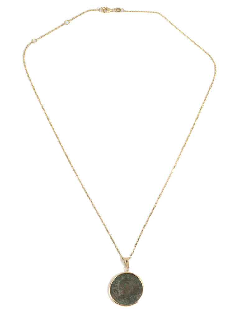 14k Gold Genuine Ancient Roman Coin Necklace (Tyche; 253-268 A.D.)