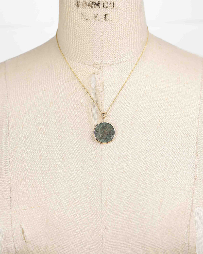 14k Gold Genuine Ancient Roman Coin Necklace (Tyche; 253-268 A.D.)