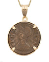 14k Gold Genuine Ancient Constantinople Commemorative Coin Necklace (Romulus & Remus; 330-354 A.D.)
