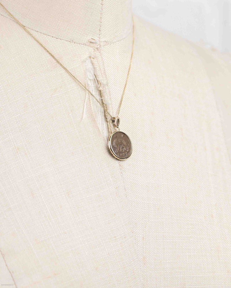 14k Gold Genuine Ancient Constantinople Commemorative Coin Necklace (Romulus & Remus; 330-354 A.D.)