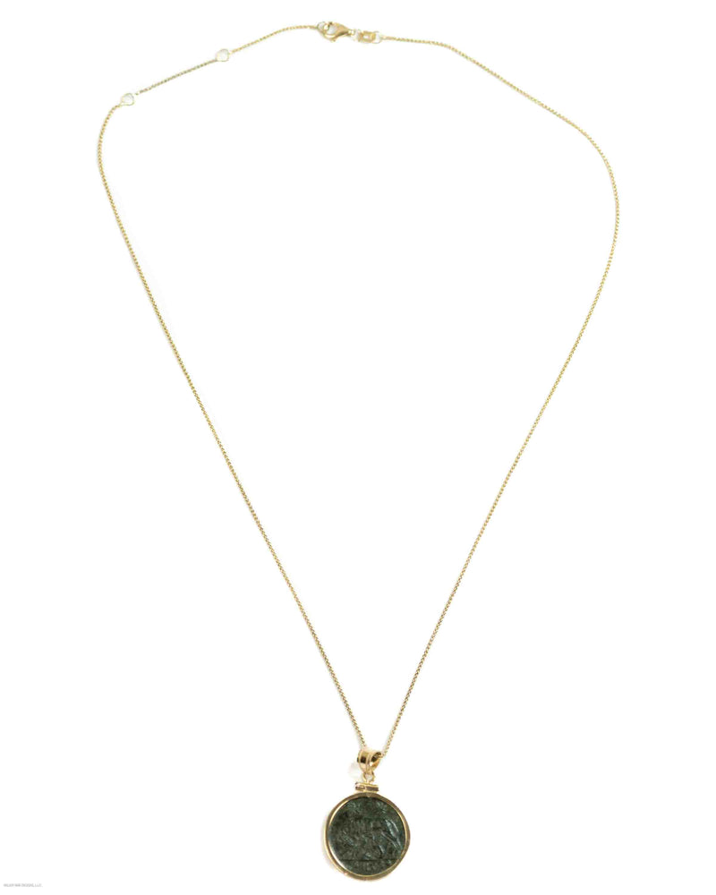 14k Gold Genuine Ancient Constantinople Commemorative Coin Necklace (Romulus & Remus; 330-354 A.D.)
