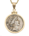 14k Gold Genuine Ancient Roman Coin Necklace (Salus; 49 B.C.)