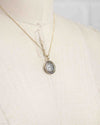 14k Gold & Sapphire Genuine Ancient Greek Coin Necklace (Zeus/Hera; 450-300 B.C.)