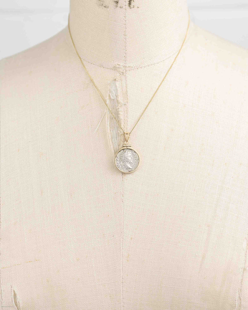 14k Gold Genuine Ancient Roman Coin Necklace (Septimus Severus; 193-211 A.D.)