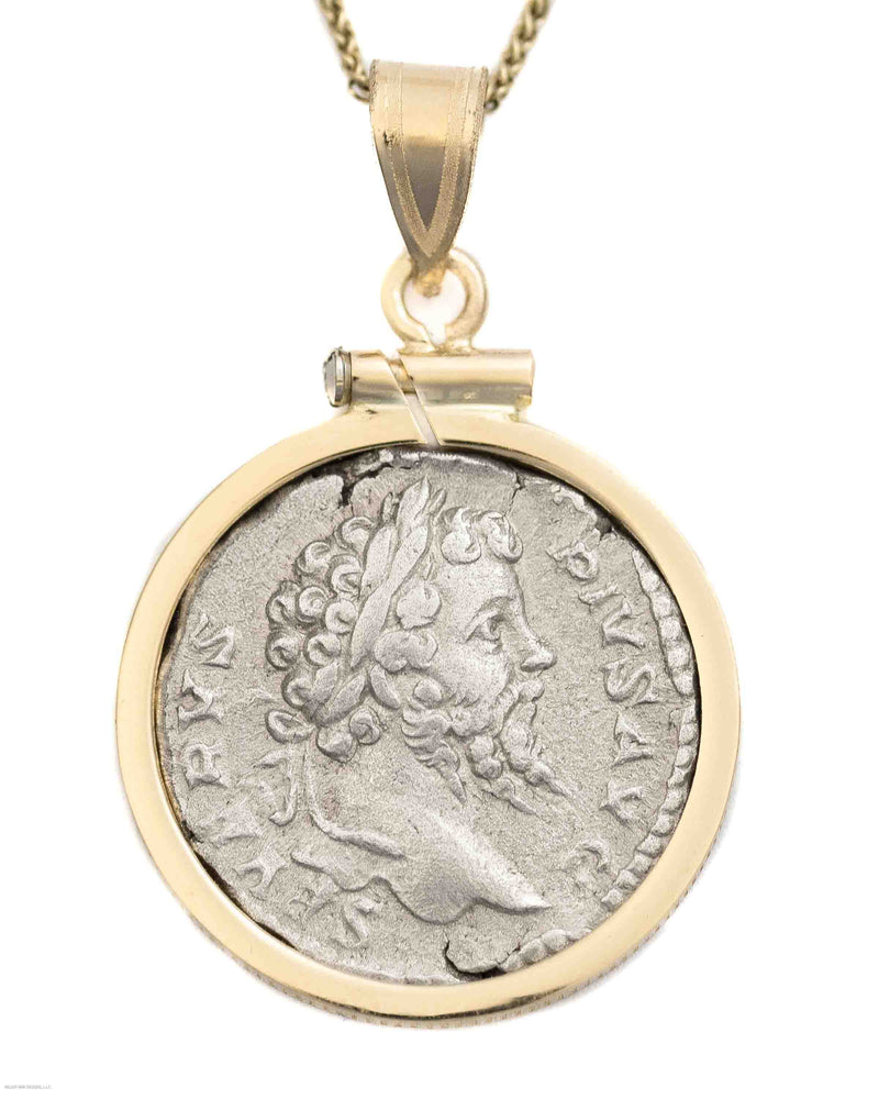 14k Gold Genuine Ancient Roman Coin Necklace (Septimus Severus; 193-211 A.D.)