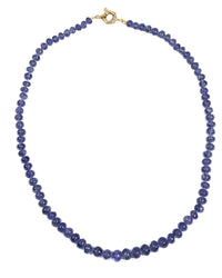 14k Gold Smooth Tanzanite Hand-Knotted Necklace