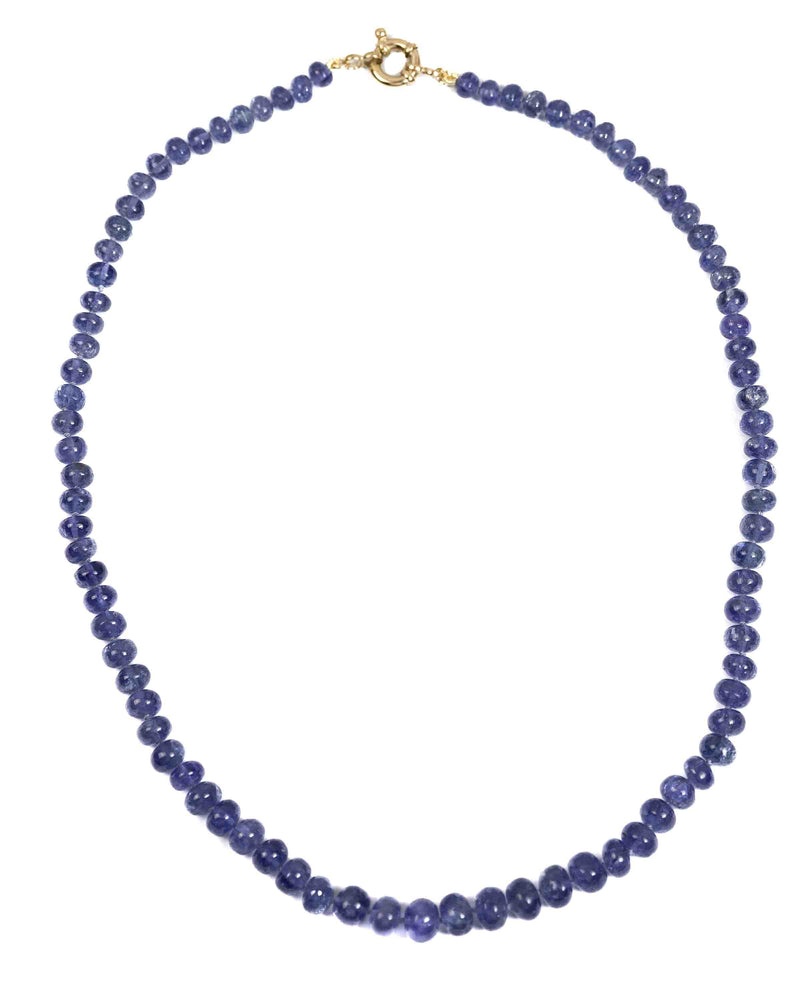 14k Gold Smooth Tanzanite Hand-Knotted Necklace