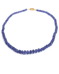 14k Gold Smooth Tanzanite Hand-Knotted Necklace