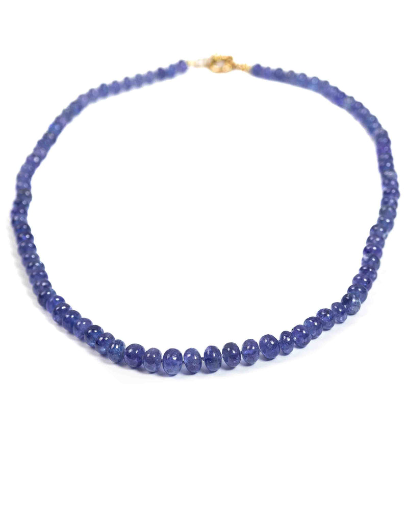 14k Gold Smooth Tanzanite Hand-Knotted Necklace