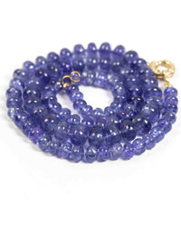 14k Gold Smooth Tanzanite Hand-Knotted Necklace