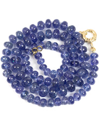 14k Gold Smooth Tanzanite Hand-Knotted Necklace