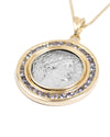 14k Gold & Tanzanite Genuine Ancient Roman Coin Necklace (Flora; 57 B.C.)