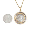 14k Gold & Tanzanite Genuine Ancient Roman Coin Necklace (Flora; 57 B.C.)