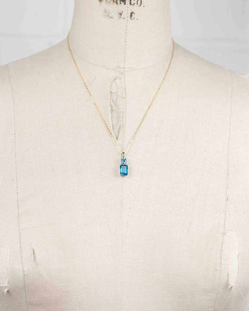 London Blue Topaz & 10k Drop Pendant Necklace