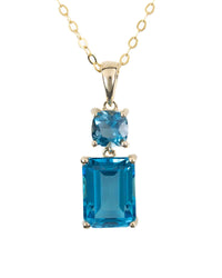 London Blue Topaz & 10k Drop Pendant Necklace