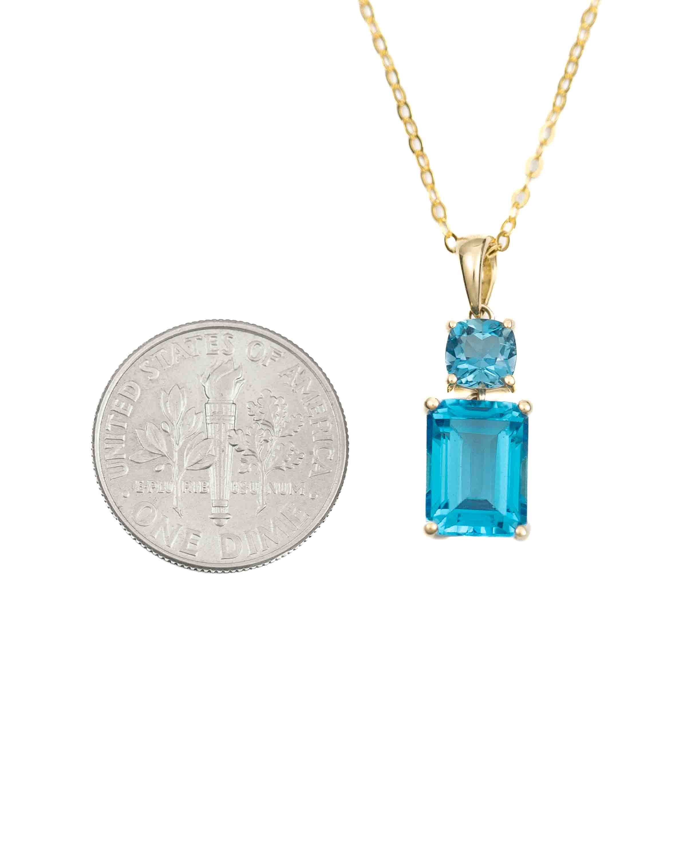 London Blue Topaz & 10k Drop Pendant Necklace