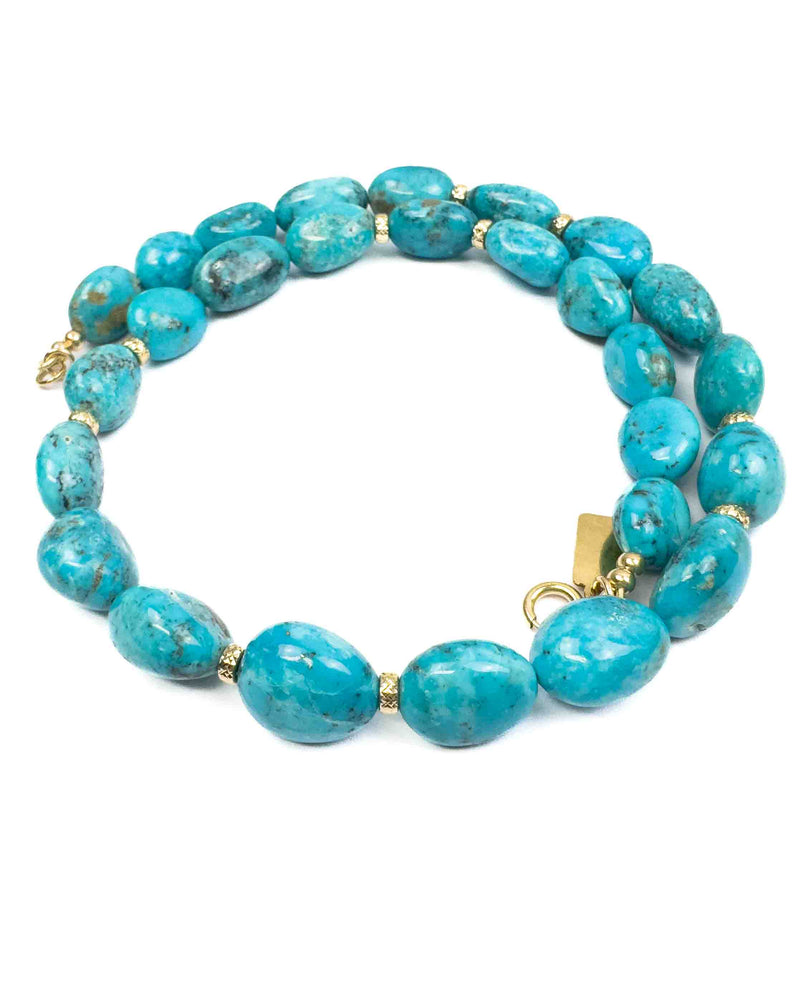 14k Mexican Nacozari Turquoise Nugget Necklace