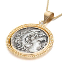 14k Gold Genuine Ancient Greek Coin Necklace (Alexander the Great; 336-323 B.C.)