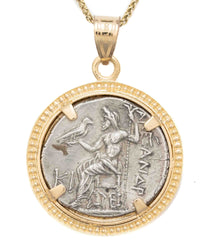 14k Gold Genuine Ancient Greek Coin Necklace (Alexander the Great; 336-323 B.C.)