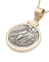 14k Gold Genuine Ancient Greek Coin Necklace (Athena/Owl; 302-280 B.C.)