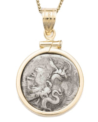 14k Gold Genuine Ancient Greek Coin Necklace (Athena/Owl; 302-280 B.C.)
