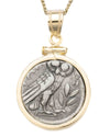 14k Gold Genuine Ancient Greek Coin Necklace (Athena/Owl; 302-280 B.C.)