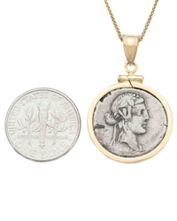 14k Gold Genuine Ancient Roman Coin Necklace (Bacchus/Pegasus; 90 B.C.)