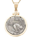 14k Gold Genuine Ancient Roman Coin Necklace (Bacchus/Pegasus; 90 B.C.)