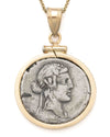 14k Gold Genuine Ancient Roman Coin Necklace (Bacchus/Pegasus; 90 B.C.)
