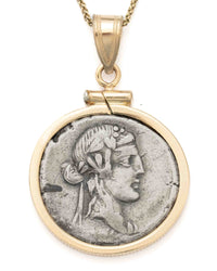 14k Gold Genuine Ancient Roman Coin Necklace (Bacchus/Pegasus; 90 B.C.)