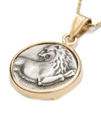 14k Gold Genuine Ancient Greek Coin Necklace (Cherronesos Lion; 357-320 B.C.)