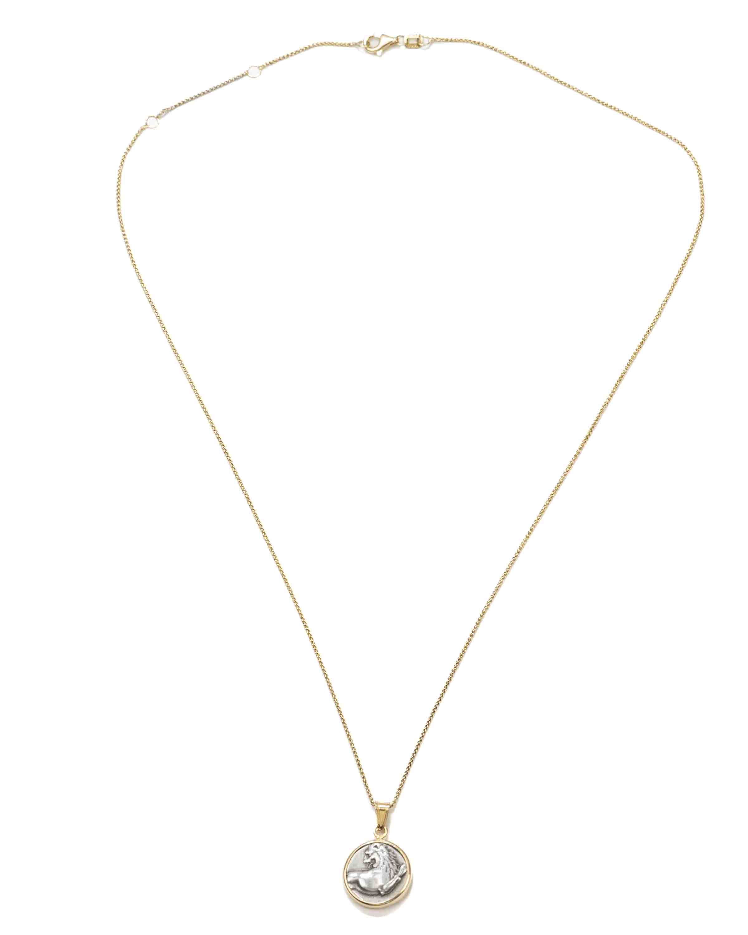 14k Gold Genuine Ancient Greek Coin Necklace (Cherronesos Lion; 357-320 B.C.)