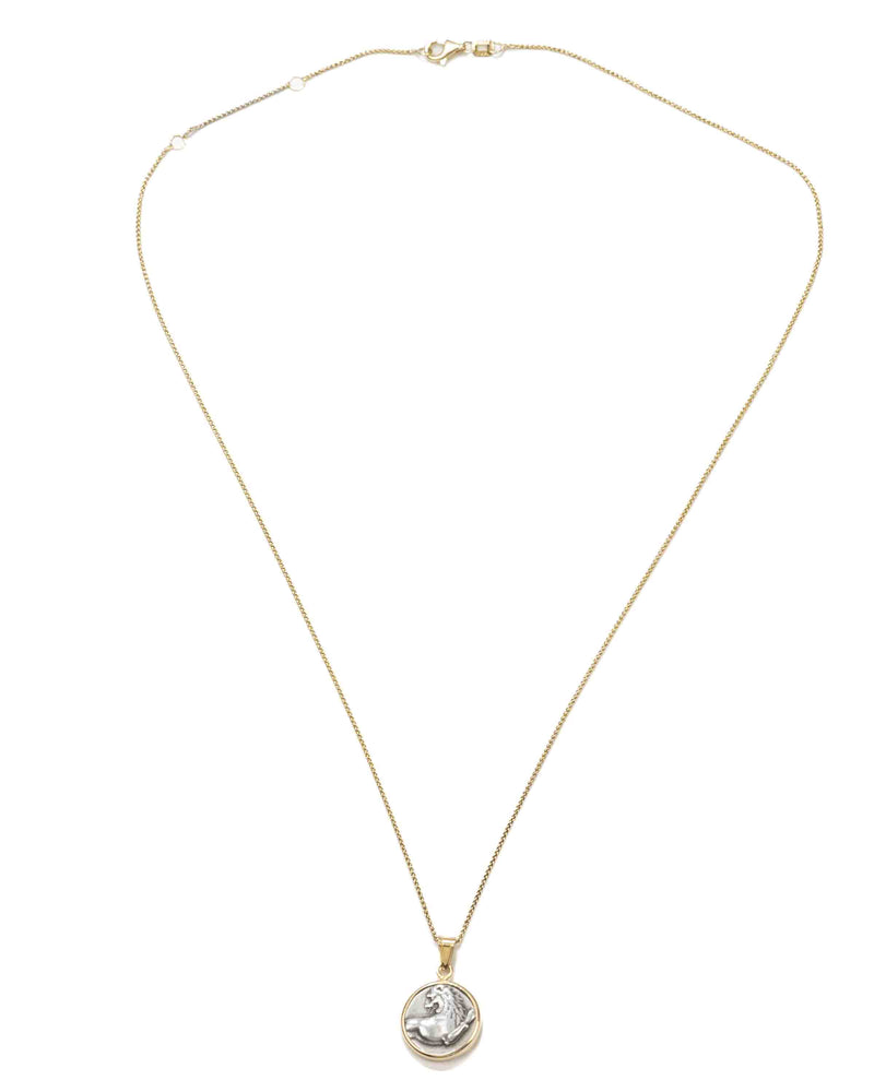 14k Gold Genuine Ancient Greek Coin Necklace (Cherronesos Lion; 357-320 B.C.)
