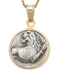 14k Gold Genuine Ancient Greek Coin Necklace (Cherronesos Lion; 357-320 B.C.)