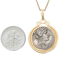 14k Gold Genuine Ancient Roman Coin Necklace (Flora; 57 B.C.)