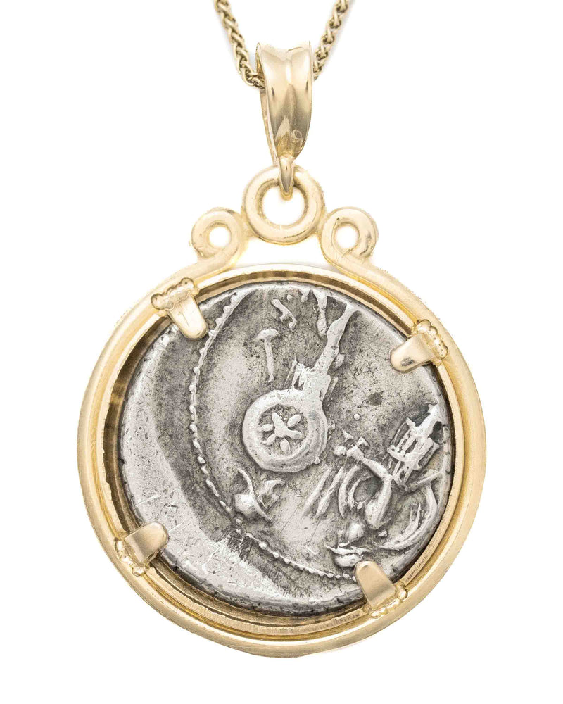 14k Gold Genuine Ancient Roman Coin Necklace (Flora; 57 B.C.)