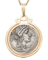 14k Gold Genuine Ancient Roman Coin Necklace (Flora; 57 B.C.)