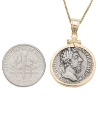 14k Gold Genuine Ancient Roman Coin Necklace (Marcus Aurelius; 161-180 A.D.)