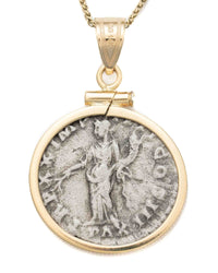 14k Gold Genuine Ancient Roman Coin Necklace (Marcus Aurelius; 161-180 A.D.)