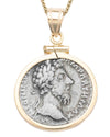 14k Gold Genuine Ancient Roman Coin Necklace (Marcus Aurelius; 161-180 A.D.)