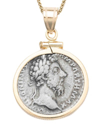 14k Gold Genuine Ancient Roman Coin Necklace (Marcus Aurelius; 161-180 A.D.)