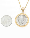 14k Gold Genuine Ancient Roman Coin Pendant (Mars; 103 B.C.)