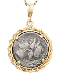14k Gold Genuine Ancient Greek Coin Necklace (Pegasus/Aphrodite; 350-285 B.C.)