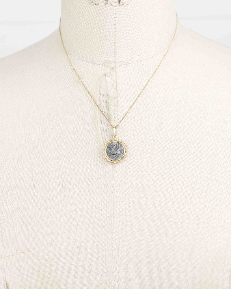 14k Gold Genuine Ancient Greek Coin Necklace (Pegasus/Aphrodite; 350-285 B.C.)