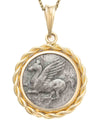 14k Gold Genuine Ancient Greek Coin Necklace (Pegasus/Aphrodite; 350-285 B.C.)