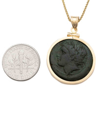 14k Gold Genuine Ancient Greek Coin Necklace (Persephone; 350-309 B.C.)