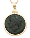 14k Gold Genuine Ancient Greek Coin Necklace (Persephone; 350-309 B.C.)